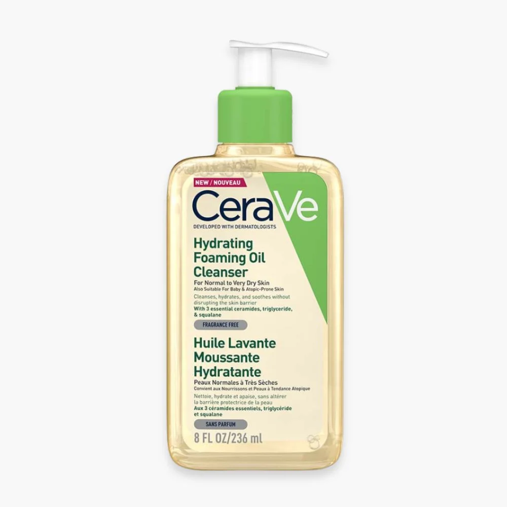 cerave-huile-lavante-moussante-hydratante-peau-normale-a-tres-seche-236ml.jpg Flacon pompe CeraVe Huile Lavante Moussante translucide et vert 236 ml
