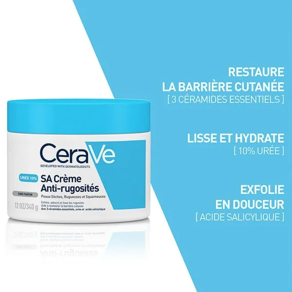 CeraVe SA Crème Anti-Rugosités Peau Sèche, Rugueuse & Squameuse 10% Urée 177ml – photo 2