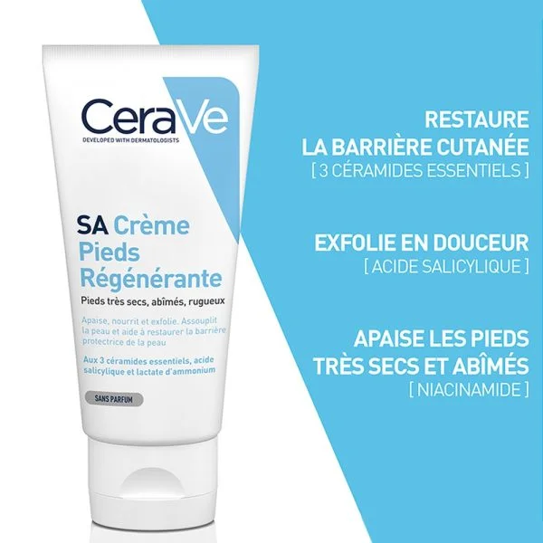 CeraVe SA Crème Pieds Régénérante Très Secs, Abîmes, Rugeux 88ml – photo 2