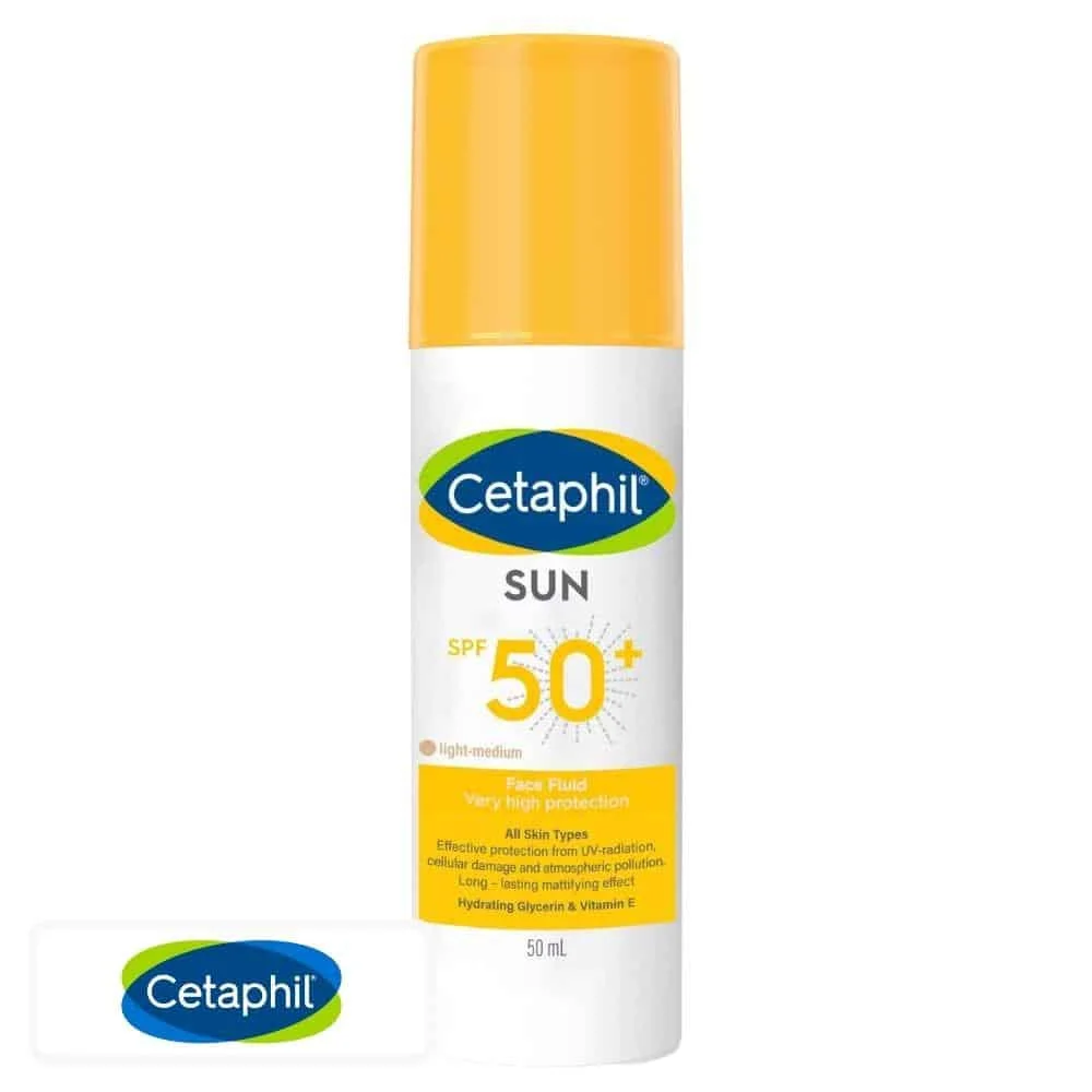 cetaphil-sun-face-fluide-teinte-spf50-50ml.jpg Flacon airless jaune Cetaphil Sun fluide visage teinté SPF 50+, 50 ml