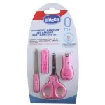 Blister rose Chicco kit manucure bébé : lime, ciseaux et coupe-ongles