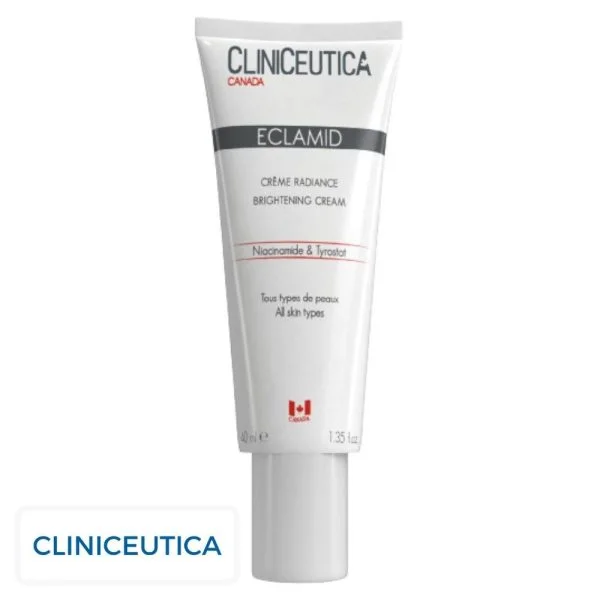 Tube blanc Cliniceutica Eclamid crème radiance niacinamide et Tyrostat 40 ml