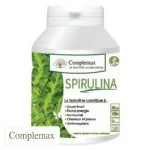 Pot Complemax Spirulina 120 gélules, étiquette verte avec feuilles