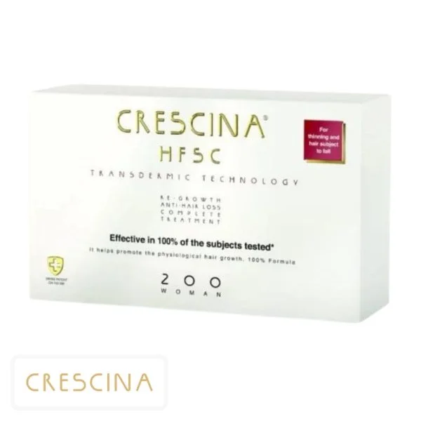 Étui blanc et doré Crescina HFSC 200 Woman avec deux ampoules de verre
