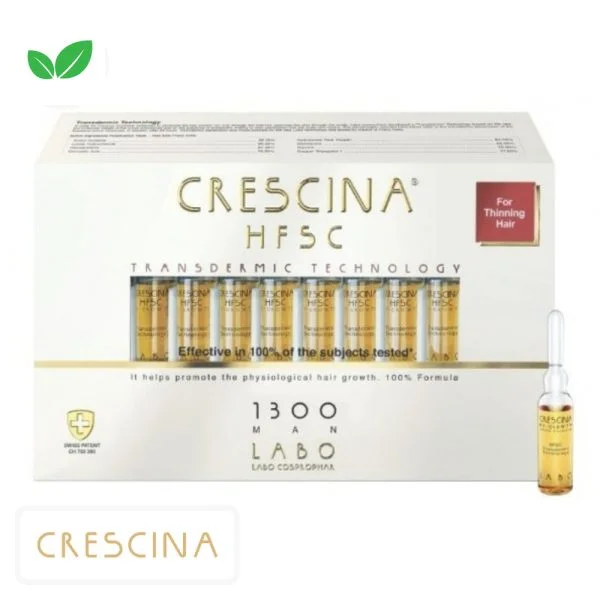 Boîte Crescina HFSC 1300 Man cheveux fins, rangée d'ampoules ambrées visibles