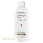 Flacon blanc Crescina Shampoo HFSC Man, écusson suisse rouge, bouchon blanc