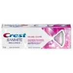 Étui rose et blanc Crest 3D White Brilliance Pearl Glow, tube apparent, 75 ml