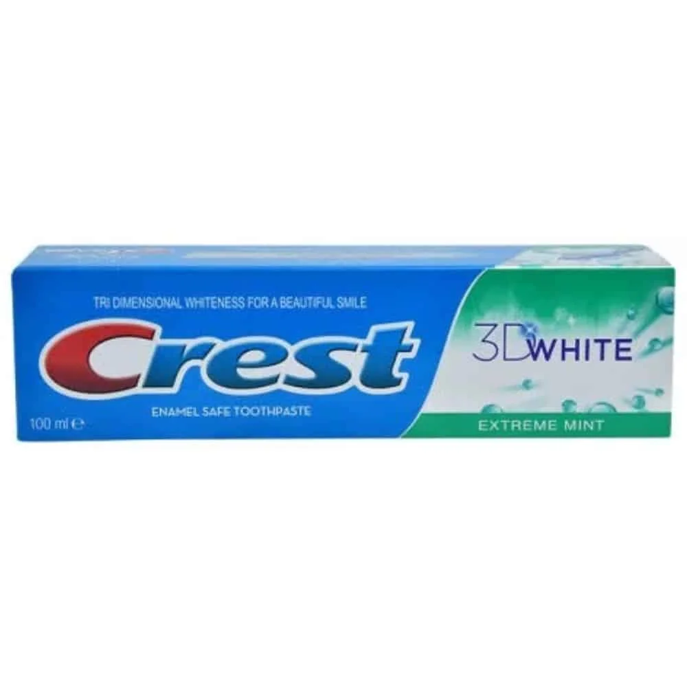 crest-3d-white-extreme-mint-100ml.jpg Étui bleu et vert Crest 3D White Extreme Mint, dentifrice émail, 100 ml