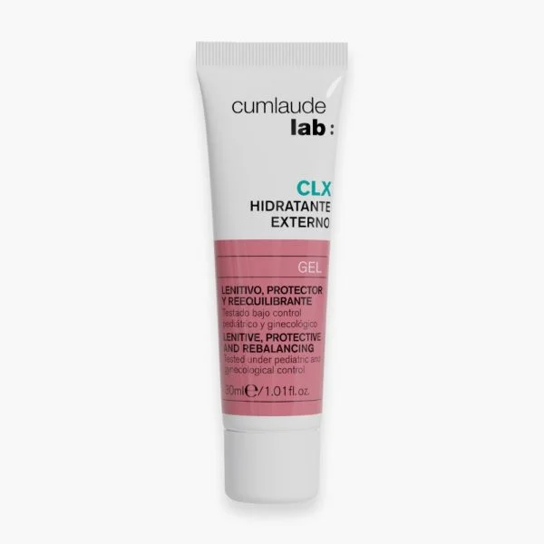 Tube blanc et rose Cumlaude Lab CLX Hidratante Externo gel intime, 30 ml