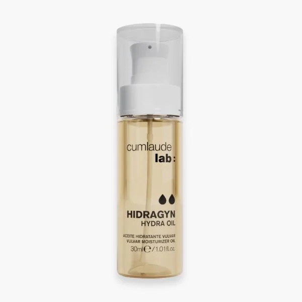 Flacon verre pompe Cumlaude Lab Hidragyn Hydra Oil, huile dorée, 30 ml