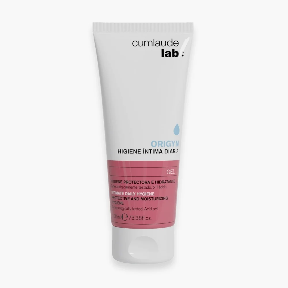 cumlaude-lab-origyn-hygiene-intime-gel-nettoyant-quotidien-200ml.jpg Tube blanc et rose Cumlaude Lab Origyn gel hygiène intime quotidienne