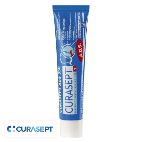 Tube bleu Curasept ADS 350 gel gingival chlorhexidine 0,5% 30 ml