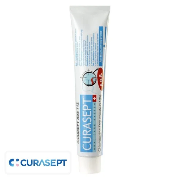 Tube Curasept ADS 712 gel dentifrice chlorhexidine 0,12% 75 ml