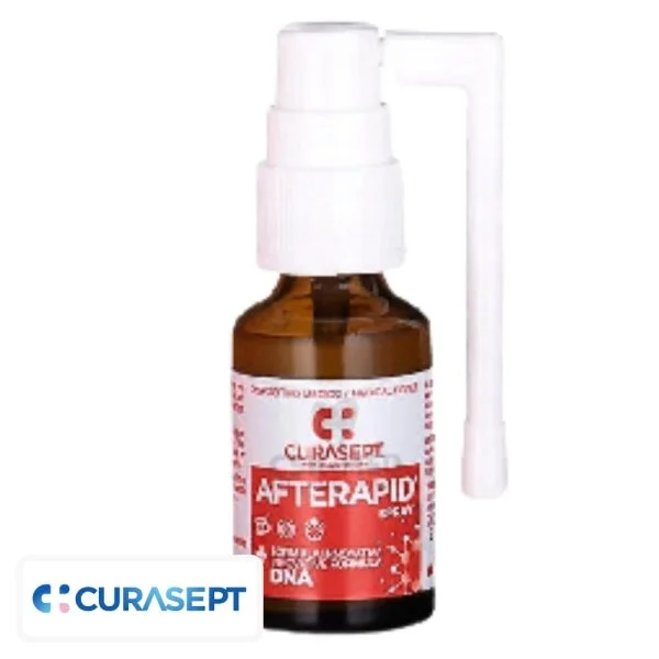 Flacon verre ambré Curasept Afterapid spray 15 ml avec canule blanche