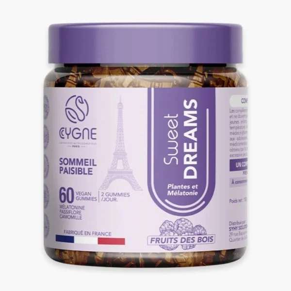 Cygne Sweet Dreams Plantes et Mélatonine Sommeil Fruits des Bois 60 Gummies