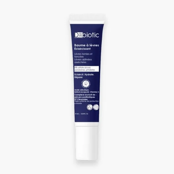 Tube bleu marine D-Biotic baume à lèvres éclaircissant 15 ml