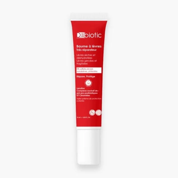 Tube rouge D-Biotic baume à lèvres très réparateur 15 ml