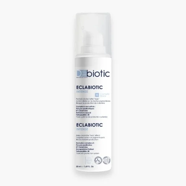 Flacon pompe blanc D-Biotic Eclabiotic Intense 50 ml sur fond clair