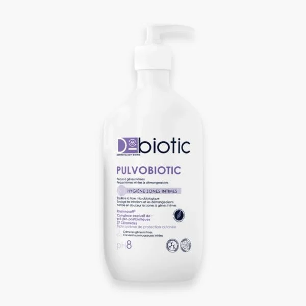 Flacon pompe blanc D-Biotic Pulvobiotic hygiène zones intimes pH 8