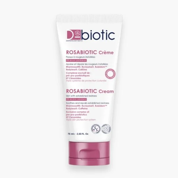 Tube blanc et rose D-Biotic Rosabiotic crème apaisante 75 ml