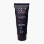 Tube noir DCP Sunscreen Hydro SPF 50+, texte blanc, filtres Tinosorb listés