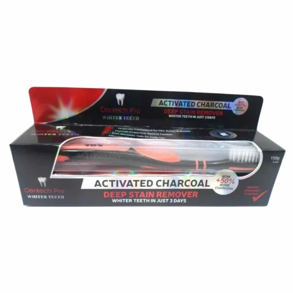 Coffret noir Dentech Pro dentifrice charbon activé avec brosse à dents