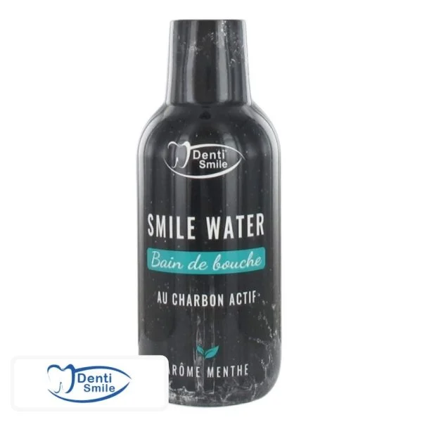 Flacon noir Denti Smile Smile Water bain de bouche au charbon actif