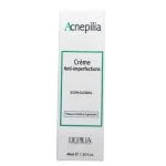 Étui blanc et vert de la crème anti-imperfections Acnepilia Depilia 40 ml