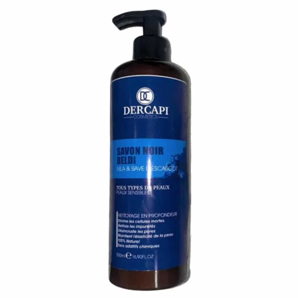 dercapi-savon-noir-beldi-aker-fassi-et-bave-d-escargot-500ml.jpg Flacon-pompe brun Dercapi savon noir beldi aker fassi, étiquette rose