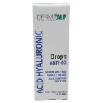 Étui blanc et bleu Dermaalp Drops Anti-ox acide hyaluronique sérum 60 ml