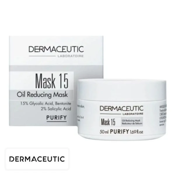 Pot blanc Dermaceutic Mask 15 et étui gris gamme Purify