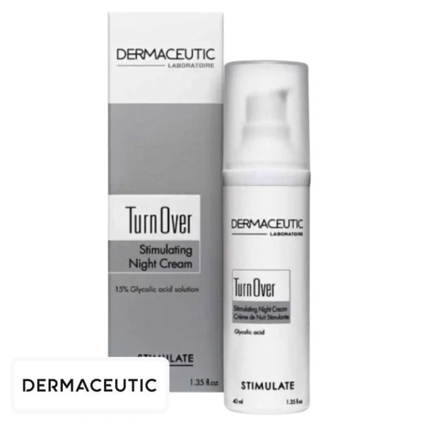 Flacon pompe blanc Dermaceutic Turn Over et étui gris 40 ml