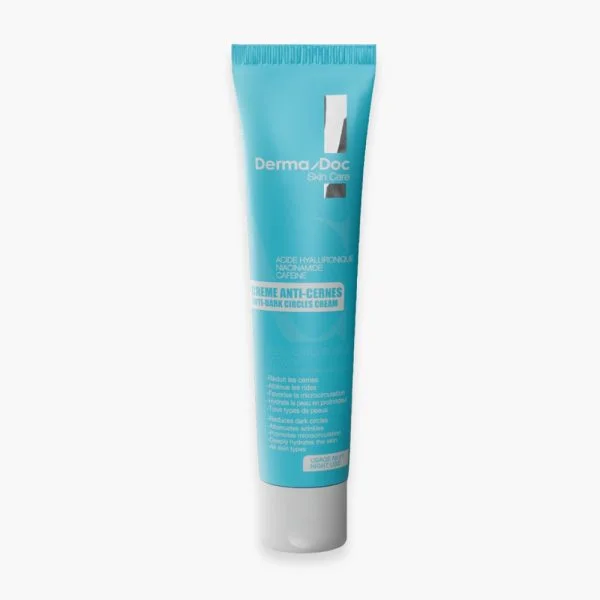 Tube bleu DermaDoc Skin Care crème anti-cernes contour des yeux
