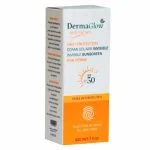 Étui blanc et orange DermaGlow Sun Derma écran solaire invisible SPF 50+