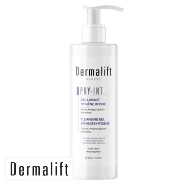 Flacon blanc à pompe Dermalift Expert PHY-INT gel lavant hygiène intime