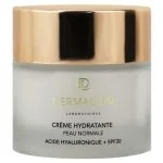 Pot de verre dépoli à couvercle doré Dermalium crème hydratante peau normale