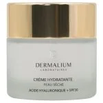 Pot de verre dépoli à couvercle doré Dermalium crème hydratante peau sèche