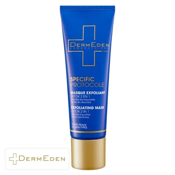Tube bleu et doré DermEden Specific Protocole masque exfoliant détox 50 ml