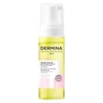 Flacon pompe transparent Dermina Défensia mousse d'huile nettoyante, huile jaune