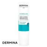 Stick blanc et turquoise Dermina Hydralina soin lèvres réparateur