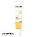 Tube blanc et jaune Dermina Sunlina crème anti-taches SPF50+ 40 ml