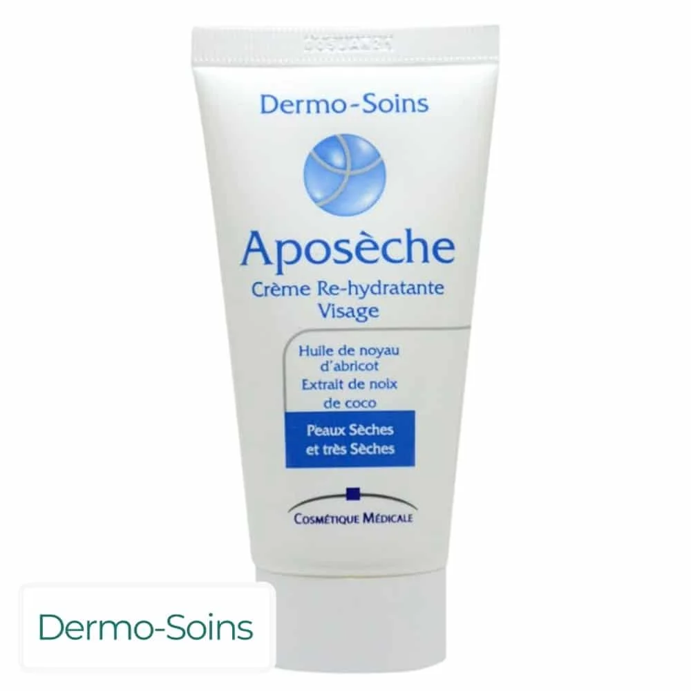 dermo-soins-aposeche-creme-re-hydratante-visage-50ml.jpg Tube blanc et bleu Aposèche crème re-hydratante visage 50 ml