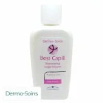 Flacon blanc Best Capill shampooing usage fréquent, étiquette rose 150 ml