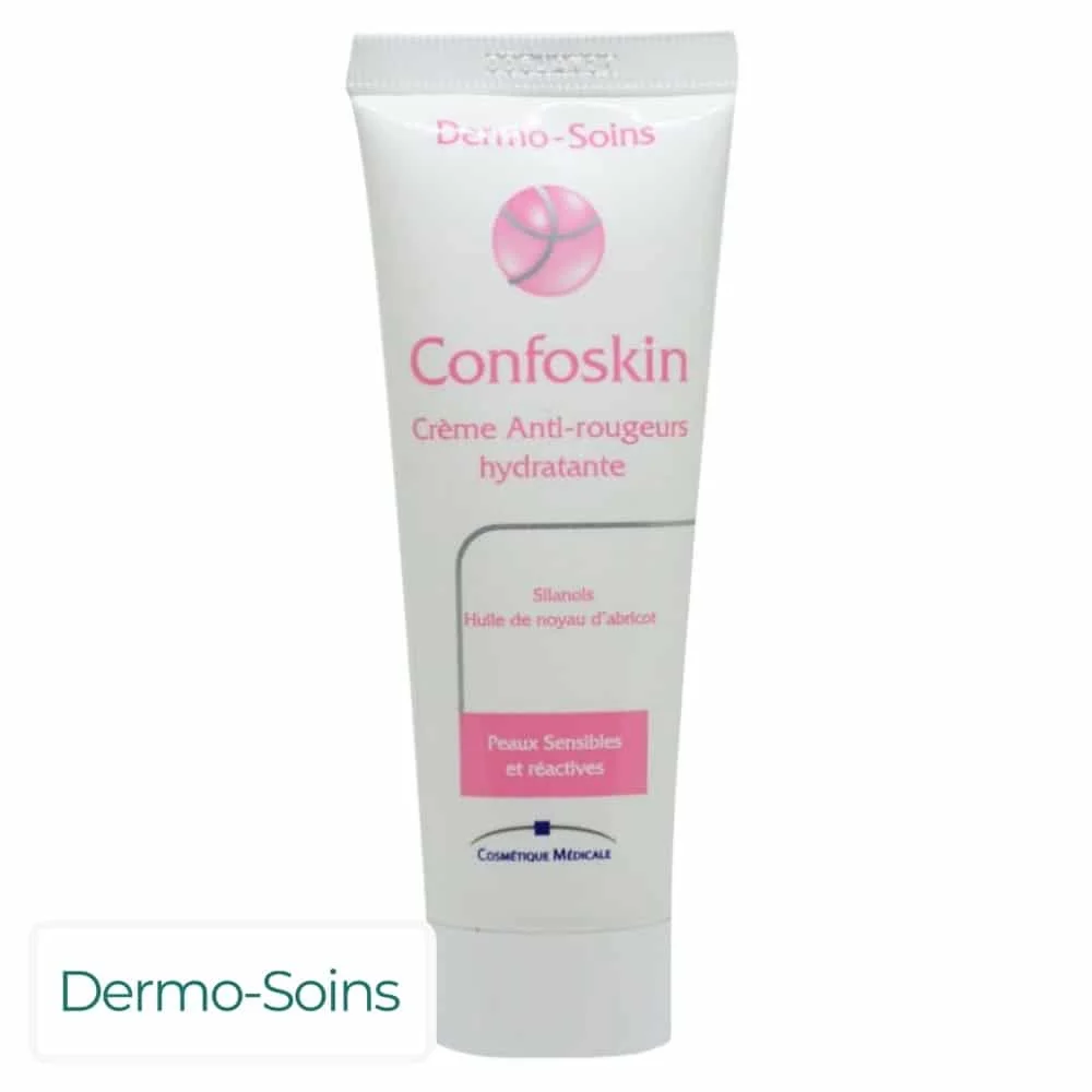 dermo-soins-confoskin-creme-anti-rougeurs-hydratante-40ml.jpg Tube blanc et rose Confoskin crème anti-rougeurs hydratante 40 ml