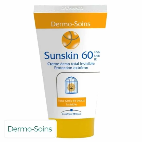 Étui blanc et orange Sunskin 60 crème écran total invisible 50 ml