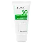 Tube blanc et vert Dermoz crème solaire matifiante SPF 50+ 50 ml
