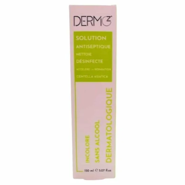 Étui rose et vert Dermoz solution antiseptique 150 ml, incolore