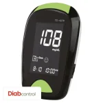 Lecteur de glycémie Diabcontrol TD-4279 noir et vert, écran affichant une valeur