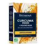 Boîte jaune et orangée Diétaroma Curcuma 9000 poivre noir bio comprimés