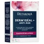 Boîte rose et bleue Diétaroma Derm'Idéal+ anti-âge collagène 20 ampoules